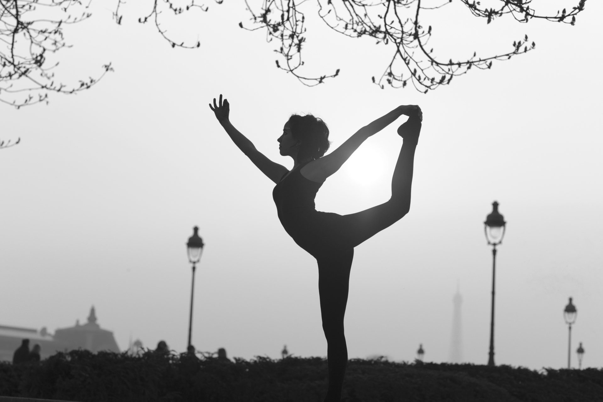 Alexia practising yoga in Paris